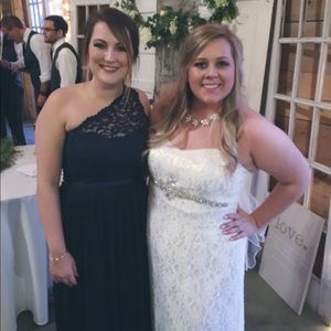 Navy One-shouldered Formal Dress.